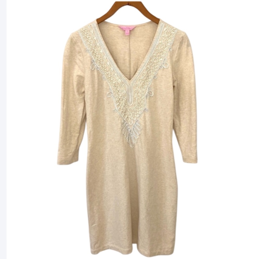 Lilly Pulitzer Clarkson Dress in Heathered Camel Sz M - Picture 2 of 16